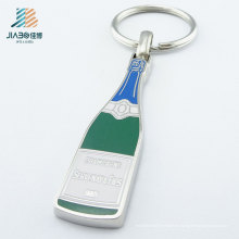 Llavero personalizado del regalo del Keyholder del metal del color verde del Winebottle del esmalte de encargo